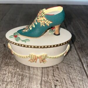 Vintage Jane Asher Willow Hall Trinket Box Shoe - Christmas‎